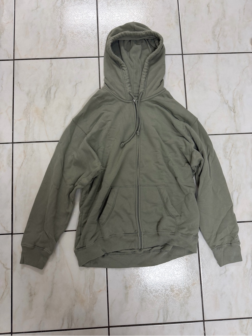 Hollister Olive Green Full-Zip Hooded Sweater